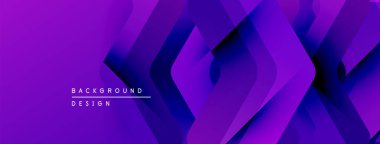 Soyut mor arkaplan. Geometrik şekiller katmanlı etki yaratır. Sancaklar ve sunumlar için modern tasarım uygun.