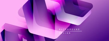 Soyut mor tasarım üst üste binen geometrik şekiller içerir. Gradyan renkler dinamik görsel efekt yaratır. Modern arkaplan dokusu.