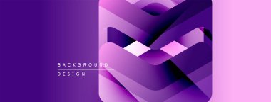 Soyut mor tasarım katmanlı şekiller, gradyanlar içerir. Metin arka plan tasarımı okur. Modern, dinamik görsel kompozisyon.