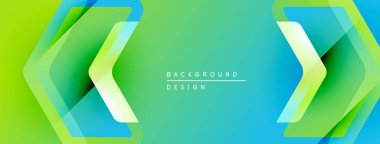 Soyut eğim arkaplanı. Yeşil, mavi renkler dinamik ok şekilleri yaratır. Metin üstüste dizayn edilmiş minimalist tasarım.