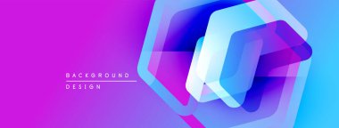 Soyut geometrik şekiller örtüşür, canlı bir değişim etkisi yaratır. Mor, mavi renkler tasarımda baskın. Modern, dinamik kompozisyon.