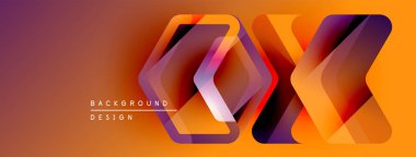Soyut geometrik tasarım. Turuncu, mor renkler katmanlı etki yaratır. Dijital projeler için modern arkaplan.