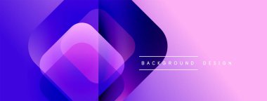 Soyut gradyan şekiller örtüşür ve dinamik görsel efekt yaratır. Mor, mavi, pembe renkler düzgün bir şekilde harmanlanır. Modern tasarım ögesi.