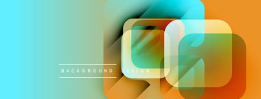 Soyut geometrik şekiller çakışıyor. Turkuaz, turuncu, yeşil renkler düzgün bir şekilde harmanlanır. Modern tasarım elementleri canlı görsel etki yaratır.