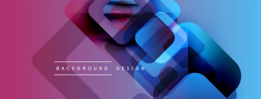 Soyut geometrik şekiller örtüşür, canlı gradyanlar yaratır. Pembe, mavi renkler tasarımda baskın, modern estetik. Arkaplan metni arkaplan tasarımı okur.