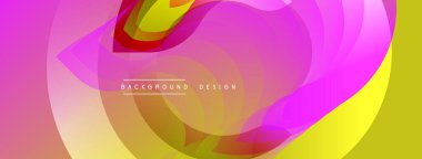 Soyut enerjik tasarım. Dönen şekiller pembe, sarı ve turuncu renkleri harmanlıyor. Arkaplan ve sunumlar için modern grafik ögesi.