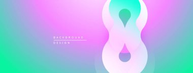 Soyut tasarım yumuşak eğimlere, akışkan şekillere sahiptir. Pembe, mor, turkuaz renkler rahatlatıcı görsel efektler yaratır. Minimalist kompozisyon.