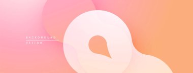 Soyut eğimler yumuşak şekiller yaratır. Şeftali, pembe renkler kompozisyona hakim. Minimalist tasarım modern ve temiz hissettiriyor..