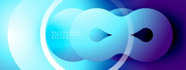 Soyut mavi gradyan tasarımı. Üst üste binen daireler modern, akıcı görsel efektler yaratır. Dijital projeler için minimalist arkaplan.