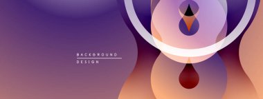 Soyut mor, turuncu tasarım. Üst üste binen daireler dinamik görsel akış yaratır. Sunumlar ve web siteleri için modern arkaplan.