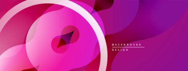 Soyut pembe tasarım, üst üste binen daireler, dalgalar. Modern gradyan arka plan dinamik görsel efekt yaratır. Minimalist stil.