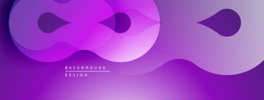 Soyut mor tasarım. Yumuşak kıvrımlar akışkan şekiller yaratır, modern estetik. Gradyan derinlik ekler, görsel ilgi. Minimalist kompozisyon.