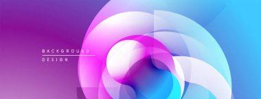 Soyut sıvı şekilleri örtüşür, canlı mor, pembe ve mavi renkler yaratır. Arkaplan ve sunumlar için modern tasarım ögesi.