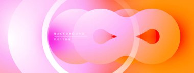 Soyut gradyan daireler örtüşüyor, canlı pembe, turuncu renkler yaratıyor. Arkaplan ve sunumlar için modern tasarım ögesi.