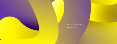 Soyut sıvı şekiller, canlı sarı, mor renkler. Modern tasarım, pürüzsüz eğimler dinamik kompozisyon yaratır. Arkaplan dokusu görünür.