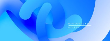 Soyut mavi akış şekilleri dinamik arkaplan oluşturur. Yumuşak gradyanlar, modern tasarım, canlı renkler, yumuşak kıvrımlar görsel ahenk sunar.