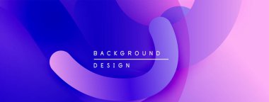 Soyut sıvı şekiller, canlı mor renkler, modern tasarım. Gradyan renkler kusursuz bir şekilde harmanlanarak dinamik görsel efekt oluşturur.