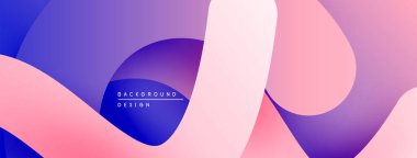 Soyut sıvı şekilleri, canlı gradyanlar. Pembe, mor renkler modern tasarımı kusursuz bir şekilde harmanlıyor. Yumuşak eğriler kompozisyona hakim.