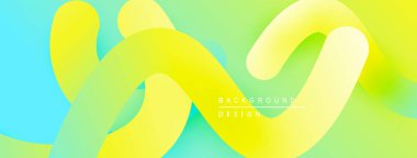Soyut sıvı şekiller, canlı renklerin karışımı. Sarı, turkuaz, yeşil pürüzsüz eğimler yaratır. Arka planlar için modern tasarım ögesi.