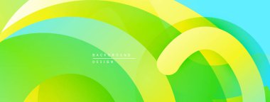 Soyut sıvı şekiller, canlı yeşil, sarı, turkuaz renkler. Pürüzsüz gradyanlar dinamik arka plan tasarımı yaratır. Modern, minimalist estetik.