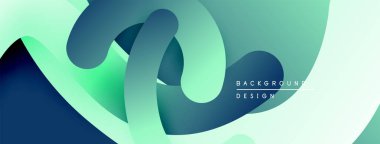 Soyut sıvı şekilleri üst üste binerek dinamik deniz mavisi ve yeşil eğimler yaratır. Modern tasarım hareketi, derinliği, görsel ilgiyi çağrıştırıyor.