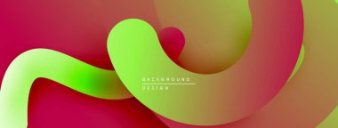 Soyut sıvı şekiller, canlı renklerin karışımı. Pürüzsüz gradyanlar dinamik bileşim oluşturur. Arka planlar için modern tasarım ögesi.