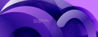 Soyut mor katmanlar akıcı ve dinamik bir zemin oluşturur. Yumuşak eğimler hareketi, derinliği gösterir. Modern tasarım ögesi.