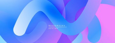 Soyut sıvı şekilleri mavileri, morları, pembeleri harmanlıyor. Gradyan renkler dinamik arkaplan tasarımı yaratır. Yumuşak kıvrımlar hareketi gösterir.