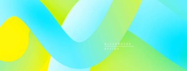 Soyut arkaplan, canlı gradyanlar, üst üste binen şekiller içerir. Sarı, yeşil, mavi renkler modern görsel efekt yaratır.