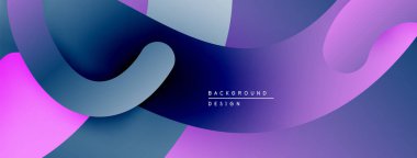 Soyut sıvı şekiller, canlı mor, mavi renkler. Modern tasarım, pürüzsüz eğimler dinamik kompozisyon yaratır. Minimalist estetik.