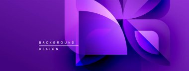 Soyut mor tasarım katmanlı şekiller, gradyanlar içerir. Sunumlar ve dijital sanat projeleri için modern arkaplan ideali.