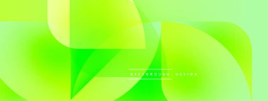 Soyut yeşil eğimli arkaplan. Pürüzsüz şekiller örtüşür, dinamik görsel efekt yaratır. Dijital projeler için modern tasarım ögesi.