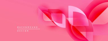 Soyut pembe tasarım. Üst üste binen şekiller dinamik görsel efekt yaratır. Çeşitli projeler için modern arkaplan.