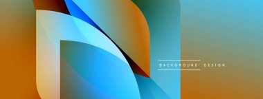 Soyut geometrik şekiller canlı renkleri harmanlarlar. Pürüzsüz gradyanlar dinamik bileşim oluşturur, modern tasarım ögesi.