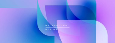 Soyut sıvı şekilleri örtüşür, parlak mor ve mavi renkler yaratır. Metin arka plan tasarımı okur. Modern, minimalist estetik.