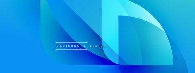 Soyut mavi tasarım, üst üste binen kıvrımlı şekiller. Gradyan gölgeler derinlik yaratır, modern estetik. Metin arkaplan tasarımı okur.