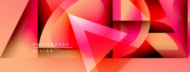 Soyut geometrik şekiller örtüşüyor, canlı turuncu ve pembe renkler yaratıyor. Tasarım, metin elemanları arka plan, tasarım içerir. Modern estetik.