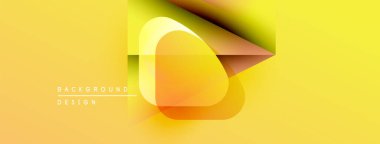 Soyut geometrik şekilli parlak sarı arkaplan. Üst üste binen katmanlar dinamik görsel efekt yaratır. Modern tasarım elemanları.