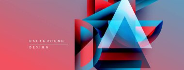 Soyut geometrik bileşim. Üst üste binen üçgenler dinamik görsel efekt yaratır. Pembe gradyan arka plan modern tasarımı geliştirir.