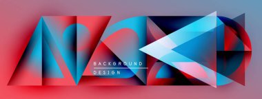 Soyut geometrik şekiller, canlı renkler, dinamik bileşim. Modern tasarım elementleri çarpıcı görsel etki yaratır. Arkaplan özellikleri katmanlı üçgenler.