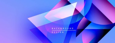 Soyut geometrik şekiller harmanlanarak canlı mavi ve mor renkler yaratır. Modern tasarım dinamik enerjiyi, görsel ilgiyi çağrıştırıyor.