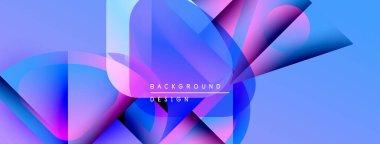 Soyut gradyanlar çakışıyor, dinamik görsel doku yaratıyor. Mavi, mor renkler kompozisyona hakim. Modern tasarım ögesi.