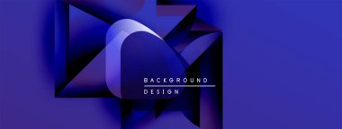 Soyut mavi tasarım, dinamik görsel etki yaratan katmanlı geometrik şekiller oluşturur. Metin arkaplan tasarımı okur.