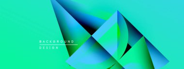 Soyut geometrik şekiller örtüşüyor, canlı deniz mavisi eğimleri yaratıyor. Modern tasarım elementleri derinlik, doku ve görsel ilgi gösteriyor. Arkaplan temiz tipografiye sahip.