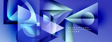 Soyut mavi tasarım geometrik şekiller, gradyanlar, dinamik bileşimler içerir. Dijital projeler için modern arkaplan.