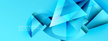 Soyut mavi şekiller dinamik arkaplan yaratır. Geometrik biçimler örtüşüyor, hareket, derinlik, modern tasarım estetiği.
