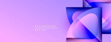 Soyut mor tasarım, üst üste binen şekiller. Renkler modern görsel efekt yaratır. Minimalist biçim arkaplan için uygun.