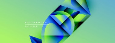 Soyut tasarım canlı mavi, yeşil gradyanlar içerir. Akışkan şekiller dinamik bileşim oluşturur. Işık yüzeyden yansıyor. Modern estetik.