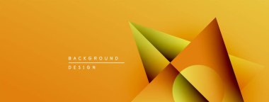 Soyut geometrik şekiller örtüşüyor, dinamik turuncu gradyan arkaplan oluşturuyor. Minimalist tasarım metin arkaplan tasarımı içerir.