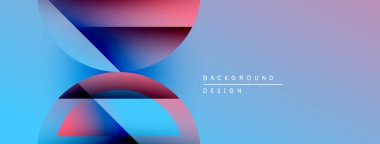 Soyut geometrik şekiller örtüşüyor, canlı renk eğimleri yaratıyor. Mavi, pembe, mor renkler düzgün bir şekilde harmanlanır. Modern tasarım ögesi.
